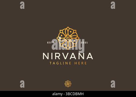 Lotus Mandala-Logo Der Marke Nirvana – Spiritueller Luxus Stock Vektor
