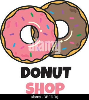 Donut-Shop-Logo-Symbol. Vektorabbildung Stock Vektor