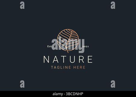 Creative Golden Leaf Natural Logo Stock Vektor