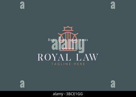 Königliches Gesetz und Justizkonzept Logo Stock Vektor