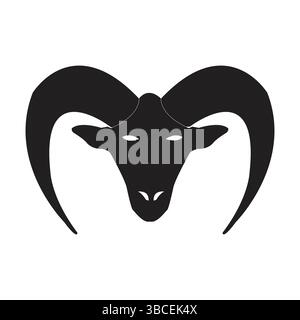 RAM Kopf Silhouette Symbol – Gehörnte Schaf Vektor Grafik für Eid oder Zodiac verwenden Tier Silhouette Stock Vektor