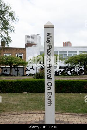 Peace Garden Schild, Bath Row, Birmingham, West Midlands, England, UK Stockfoto