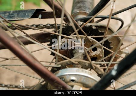 Nahaufnahme eines alten Fahrrads Stockfoto