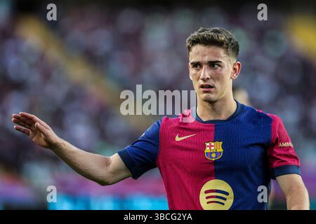 Barcelona, Spanien. Mai 2025. Gavi (6) vom FC Barcelona beim Spiel der LaLiga zwischen dem FC Barcelona und Villarreal im Estadio Olimpico de Montjuic in Barcelona. Stockfoto