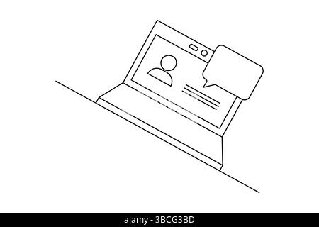 Sprechblasenform durchgehende einzeilige Zeichnung minimalistischer Umrissvektorillustration Stock Vektor