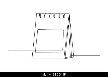 Durchgehende einzeilige Zeichnung des Vektorsymbols für den Tabellenkalender Stock Vektor