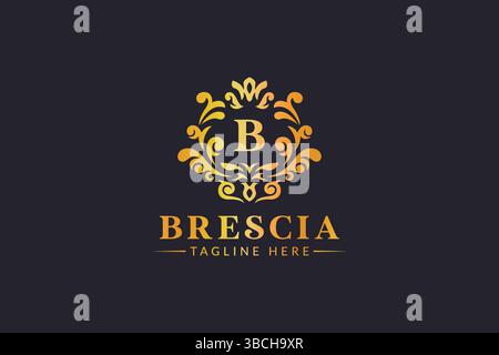 Luxuriöses Logo Mit Vintage-Ornament-Monogramm Stock Vektor