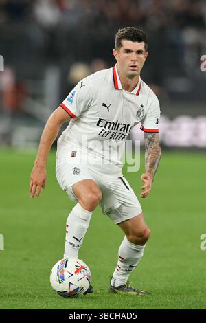 18. Mai 2025, Olimpico Stadium, Rom, Italien; Serie A Enilive Football Match; Roma gegen Mailand; Christian Pulisic vom AC Milan Stockfoto