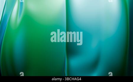 Abstrakte grüne und blaue glänzende Oberfläche mit glatten Verläufen und Reflexionen. Abbildung des Mixers Stockfoto