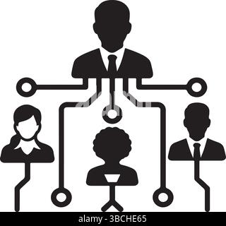 Ein Vektorsatz zeigt ein schwarzes Silhouettensymbol eines Mannes und einer Frau, das Personen für Geschäftsleute oder Familien als einfaches Piktogramm oder Zeichen darstellt Stock Vektor