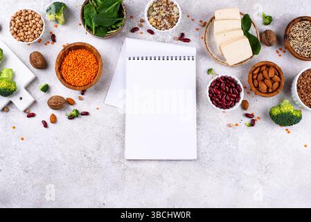 Sortierung pflanzlicher veganer Proteinprodukte Stockfoto
