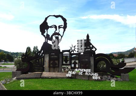 Abbild von Beau de Rochas, dem Erfinder des Viertakt-Motorzyklus, gebürtig aus Digne les Bain Stockfoto