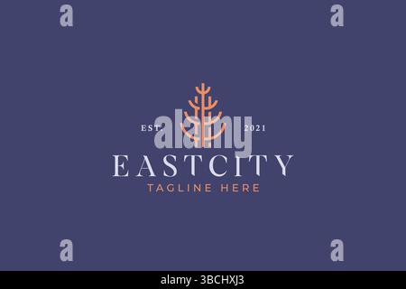 Kreatives abstraktes Konzept für natürliche Bäume und Gebäude-Logos Stock Vektor