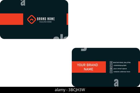 Moderne Vorlage für Visitenkarten in Schwarz und Rot mit Logo-Platzhalter und Layout der Kontaktdaten Stock Vektor
