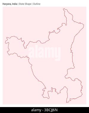 Haryana, Indien. Einfache Vektordarstellung. Statusform. Umrissstil. Grenze von Haryana. Vektorabbildung. Stock Vektor