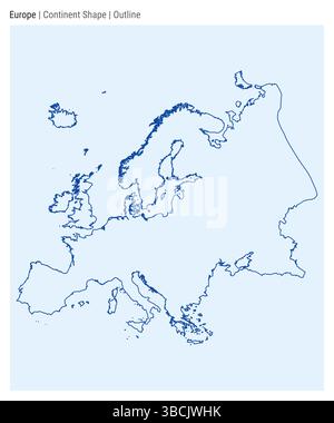 Europa. Einfache Vektordarstellung. Kontinentalform. Umrissstil. Die Grenze Europas. Vektorabbildung. Stock Vektor