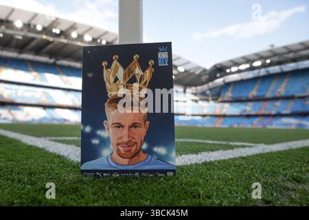 Etihad Stadium, Manchester, Großbritannien. Mai 2025. Premier League Football, Manchester City gegen Bournemouth; Kevin de Bruyne wird vor seinem finalen Auftritt im Etihad Stadium vorgestellt. Credit: Action Plus Sports/Alamy Live News Stockfoto