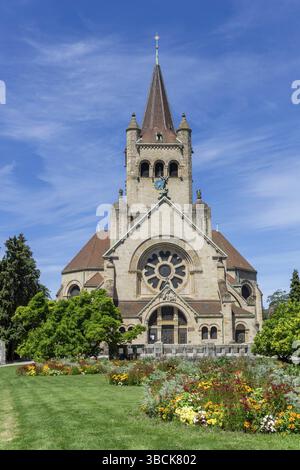 Blick auf die historische Pauluskirche in Basel Stockfoto