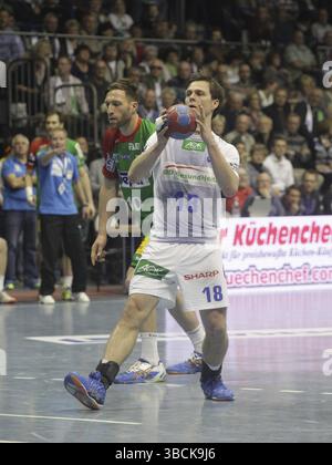 Dänischer Handballspieler Hans Lindberg HSV Handball DHB HBL DKB Handball-Bundesliga Saison 2013/14, dänischer Handballspieler Hans Lindberg HSV Handball DH Stockfoto