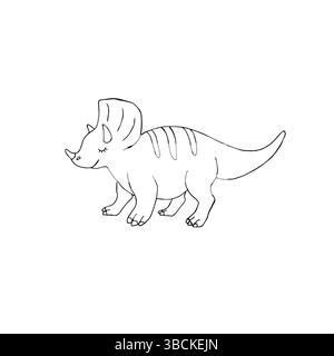 Vektor Hand gezeichnete Kritzelskizze grün triceratops Dinosaurier isoliert auf weißem Hintergrund Stock Vektor