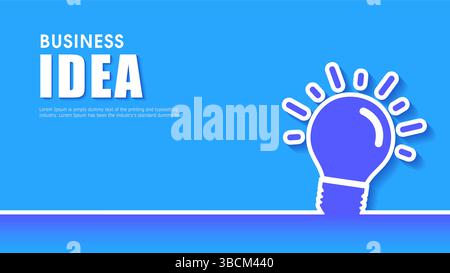 Text-Geschäftsidee. Abstrakte Glühlampe auf weißem Hintergrund. Kreativ Ein Cover oder Poster Stock Vektor