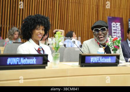 New York, NY - 19. Mai 2025: Führende Politiker aus aller Welt, Interessenvertreter aus der Industrie und Vertreter der Vereinten Nationen versammelten sich zur vierten Ausgabe des Jahrestreffens des United Nations Fashion and Lifestyle Network im UN-Hauptquartier. Auf der Veranstaltung wurden innovative Strategien zur Förderung des nachhaltigen Wandels in der Mode- und Lifestyle-Branche vorgestellt. Die Diskussionen konzentrierten sich auf verantwortungsvolle Beschaffung, zirkuläre Geschäftsmodelle, Technologie und Design, Null-Abfall-Initiativen und kulturellen Einfluss auf Systemänderungen. Das Treffen wurde in Zusammenarbeit mit dem UN-Partnerschaftsbüro The Fashion Impact organisiert Stockfoto