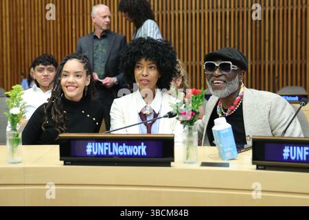 New York, NY - 19. Mai 2025: Führende Politiker aus aller Welt, Interessenvertreter aus der Industrie und Vertreter der Vereinten Nationen versammelten sich zur vierten Ausgabe des Jahrestreffens des United Nations Fashion and Lifestyle Network im UN-Hauptquartier. Auf der Veranstaltung wurden innovative Strategien zur Förderung des nachhaltigen Wandels in der Mode- und Lifestyle-Branche vorgestellt. Die Diskussionen konzentrierten sich auf verantwortungsvolle Beschaffung, zirkuläre Geschäftsmodelle, Technologie und Design, Null-Abfall-Initiativen und kulturellen Einfluss auf Systemänderungen. Das Treffen wurde in Zusammenarbeit mit dem UN-Partnerschaftsbüro The Fashion Impact organisiert Stockfoto