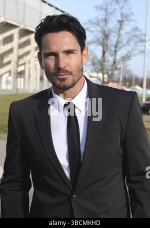Fernsehdarsteller u Teilnehmer RTL-Fernsehshow der Bachelor 2013 Jan Kralitschka am 8.3.14 Magdeburg, TV-Schauspieler und Teilnehmer der RTL-Fernsehshow de Stockfoto