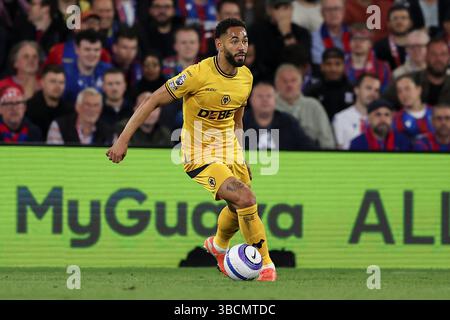 Mai 2025; Selhurst Park, Selhurst, London, England; Premier League Football, Crystal Palace gegen Wolverhampton Wanderers; Matheus Cunha von Wolverhampton Wanderers am Ball Stockfoto