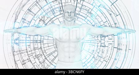 Healthcare Technology und Medizinischer Arzt mit Science Lab Stockfoto