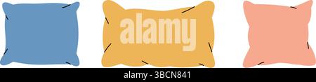 Bequemes Kopfkissenset. Bequeme, flauschige Kissen. Vektorabbildung. Stock Vektor