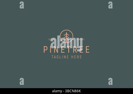 Pine Tree Simple Line Logo Vector Template. Stock Vektor