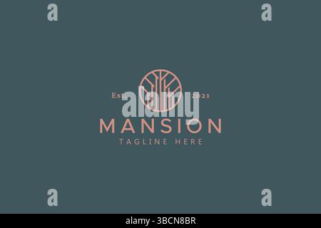 Premium Wohnturm Palace Mansion Logo-Konzept. Stock Vektor