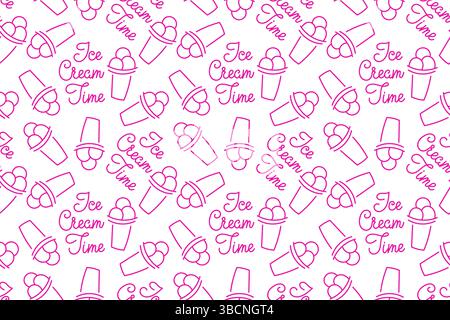 Muster mit Eiskegel und verspieltem Text, der den Genuss des Desserts feiert Stock Vektor