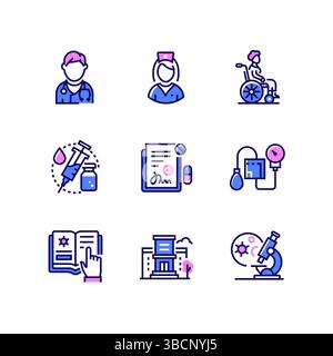 Gesundheitswesen und Medizin - Linie Art Stil Icons gesetzt Stock Vektor