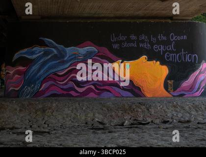 Graffiti auf einer Säule der Isarbrücke in München, Bayern, Deutschland Europa. Stockfoto
