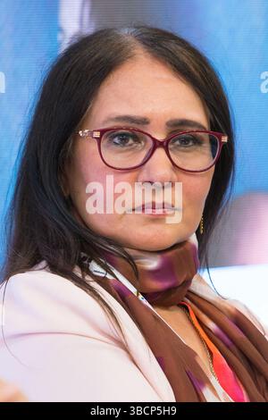 Turin, Italien. Mai 2025. Die Schriftstellerin Ananda Devi ist Gast der Buchmesse Torino 2025 Stockfoto