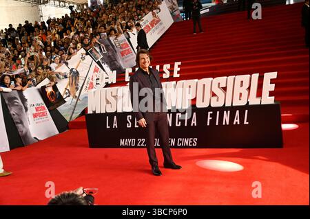 Schauspieler Tom Cruise besucht den roten Teppich für Mission: Impossible - The Final Reckoning Mexico City Film Premiere im Auditorio Nacional. Am 20. Mai 2025 in Mexiko-Stadt. (Foto: Carlos Tischler/Eyepix/SIPA USA) Stockfoto