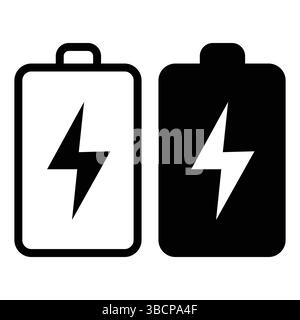 Batteriesymbole eingestellt. Hochwertige schwarze Vektorsymbole. Ladeanzeige für Baterry. Batery Level, Energie, voll. Logo für Akku-Ladezustand. Stock Vektor