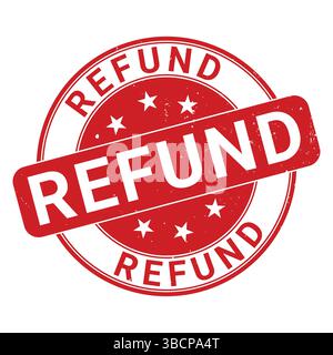 Rückerstattungs-Grunge-Stempel, Rückerstattungsetikett-Vektor. Runder Grunge-Rückerstattungsschild, Briefmarken Stock Vektor