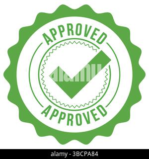 Genehmigter Stempel. Grünes rundes Grunge-Schild mit Vintage-Zulassung, zugelassenes Etikett Stock Vektor