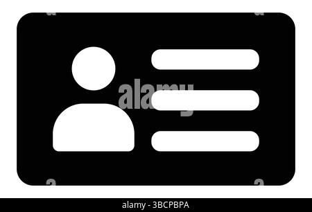 Identitätskartensymbol: Ein einfaches grafisches Symbol eines Personalausweises, das eine visuelle Darstellung der persönlichen Identifikation für beide digitalen Systeme darstellt. Stock Vektor