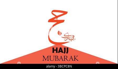 Elegante Hajj Mubarak Grußkarte mit arabischer Kalligraphie – islamische Pilgerwünsche Design Stock Vektor