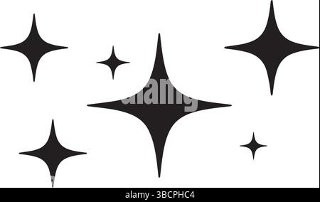 Glitzer, glänzend, Stern-Ikone, Dekoration, Manpu-Vektor schwarz glänzender Stern Silhouette Vektor Stock Vektor