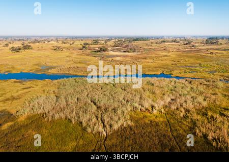 Ein Blick aus der Vogelperspektive auf das Okavango-Delta, Botswana, Okavango-Delta Stockfoto