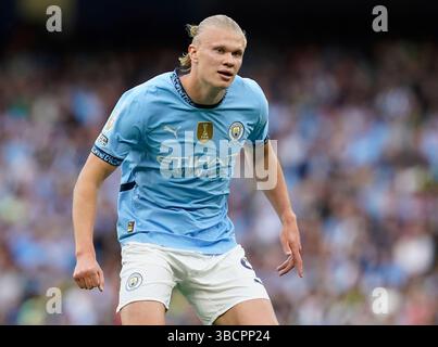 Manchester, Großbritannien. Mai 2025. Erling Haaland von Manchester City während des Spiels Manchester City gegen AFC Bournemouth Premier League im Etihad Stadium, Manchester. Der Bildnachweis sollte lauten: Andrew Yates/Sportimage Credit: Sportimage Ltd/Alamy Live News Stockfoto