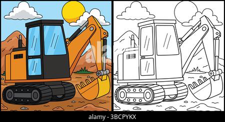 Abbildung Der Farbseite Für Baubagger Stock Vektor