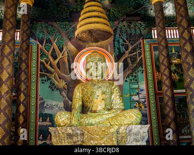Die Statue des Buddha, Nahaufnahme, im Kloster Udon, Kambodscha Stockfoto