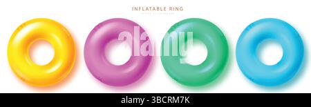 Sommer aufblasbarer Ring Vektorelementsatz. Sommer aufblasbare Ringe, Schwimmer Objekte Sammlung für Urlaub Schwimmen Elemente. Vektorabbildung Stock Vektor