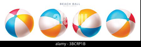 Beach Ball Vektor Set. Aufblasbares Element für den Sommer im farbenfrohen Design. Vector Illustration Summer Elements Kollektion. Stock Vektor